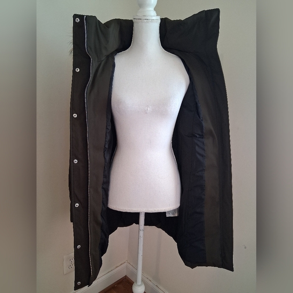 SAOIA & KYO Fur Trim Down Darkgreen Coat Size XS - Picture 5 of 10